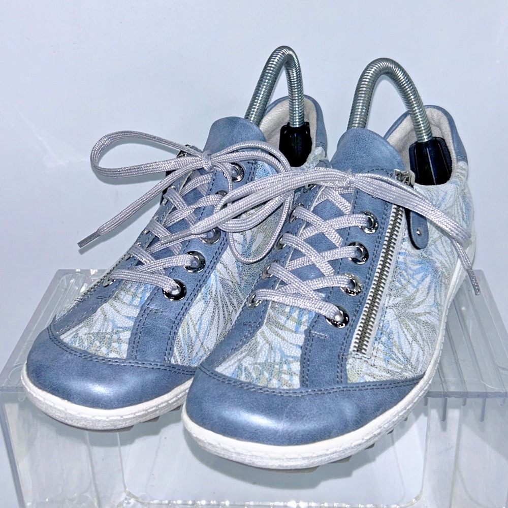 Remonte Liv 02 Casual Sneakers Blue Gray Metallic Zipper Womens EU39 US8